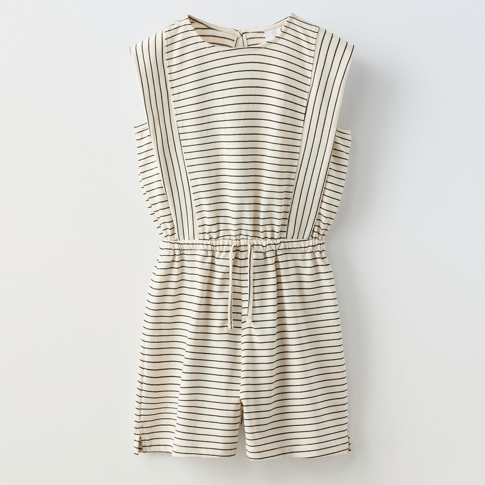 ZARA Kids Girls Black White Striped Romper Summer Cotton Size 9